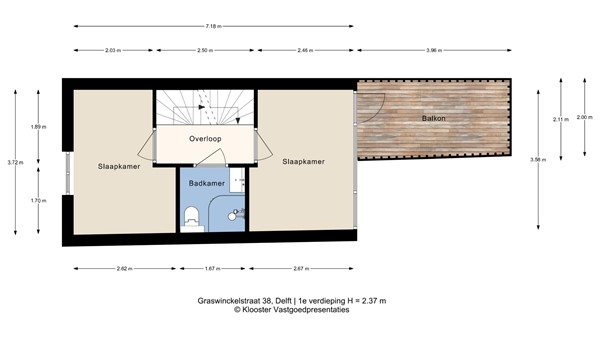 Plattegrond - Graswinckelstraat 38, 2613 PW Delft - 1e Verdieping.jpg